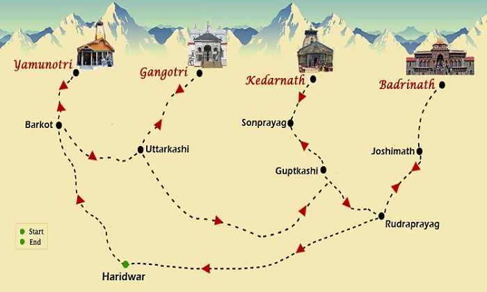 Char Dham Yatra Route Map